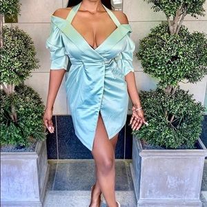 Vintage style Mint Satin Blazer Dress